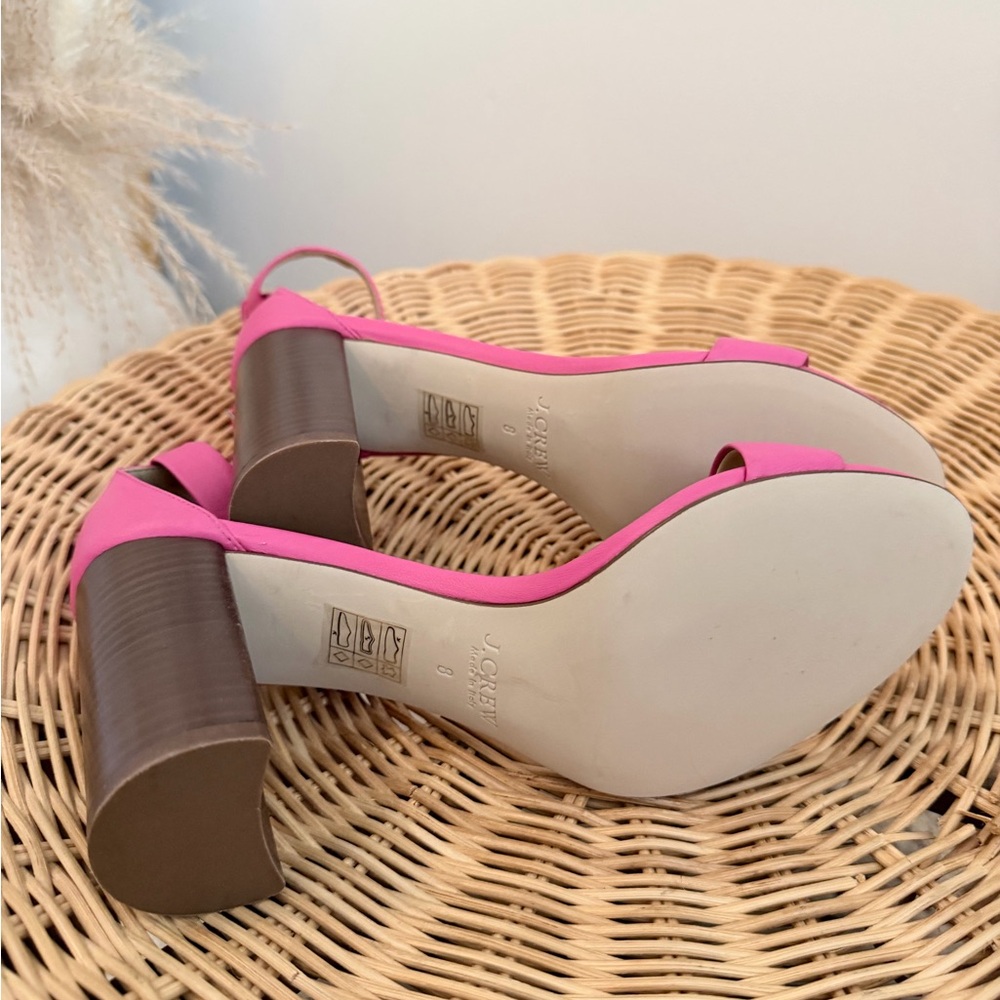J. Crew Hot Pink Ankle-Strap Block Heels - Picture 3 of 4